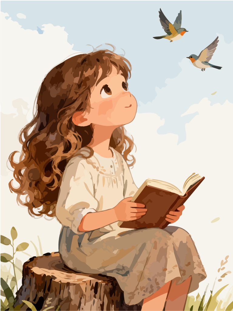 可爱女孩儿童绘本插画