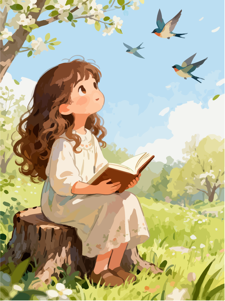 可爱女孩儿童绘本插画