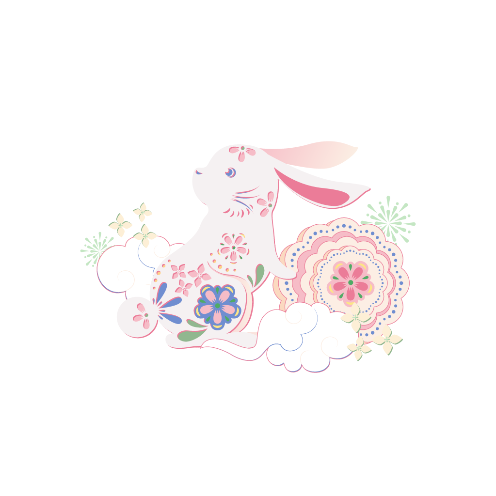 卡通中秋节兔子插画