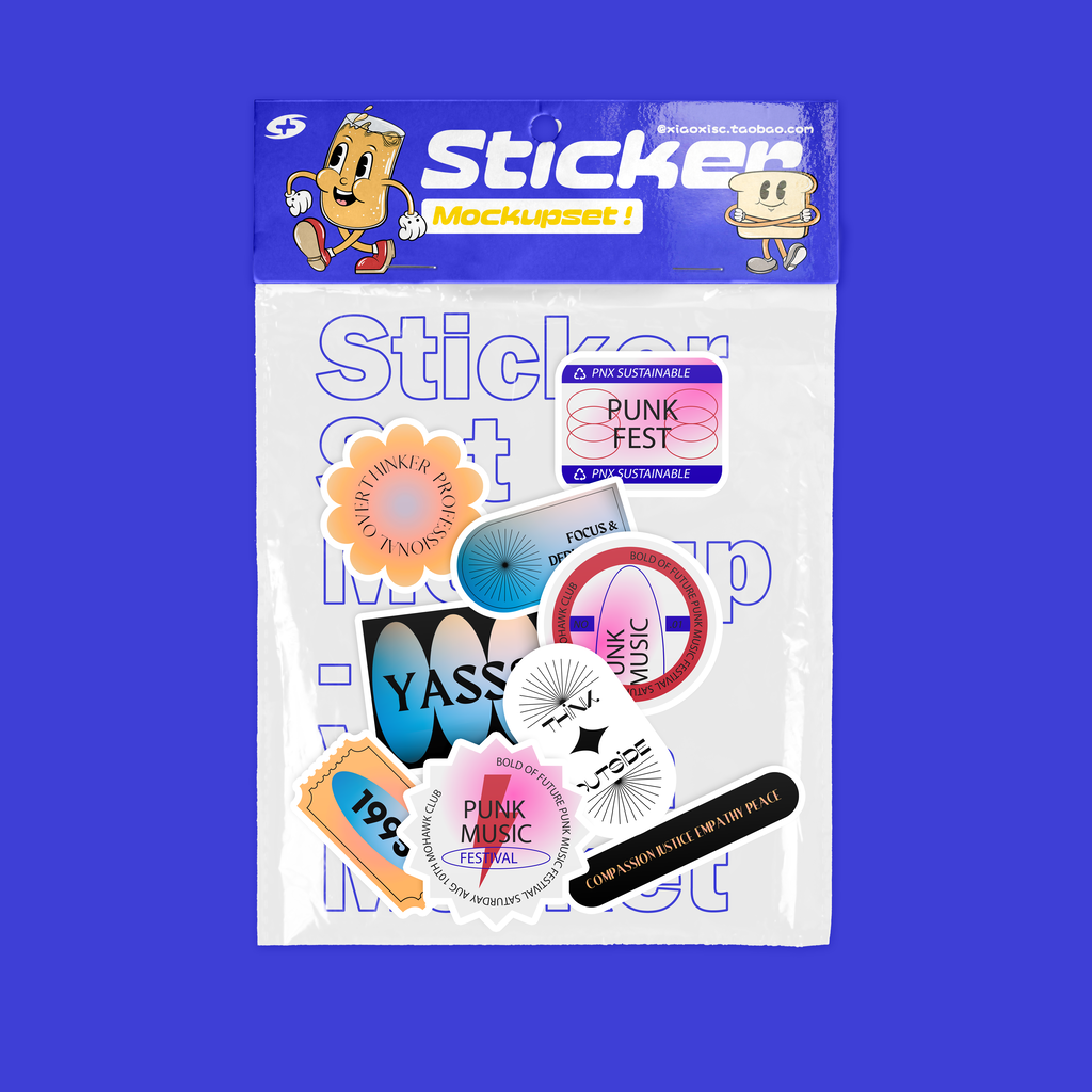 潮流异形透明酸性贴纸图案包装设计
