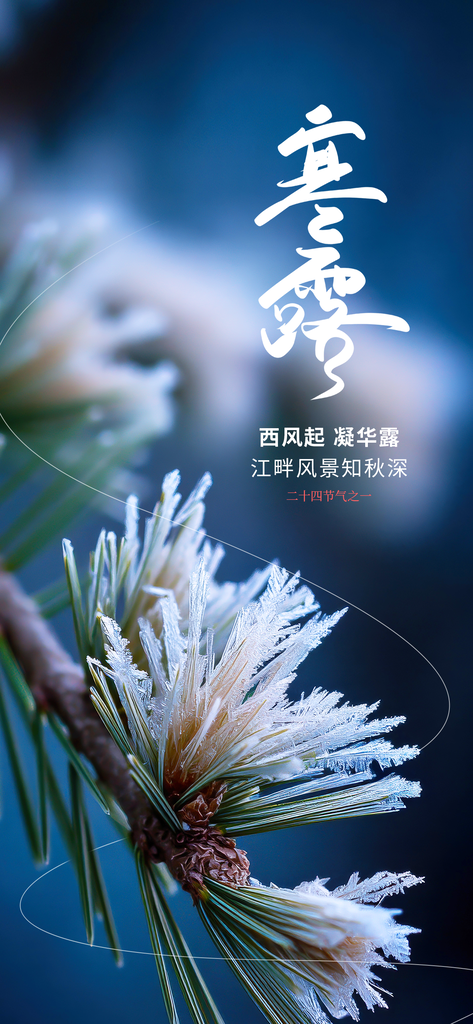 霜降节气传统复古海报