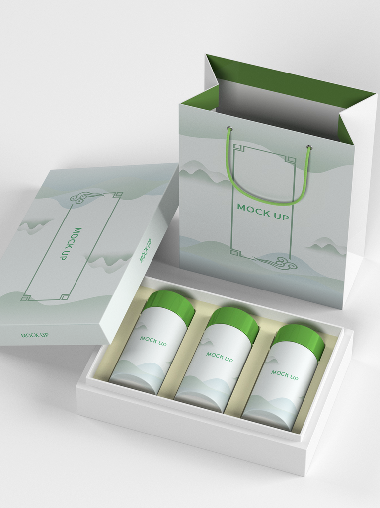 高端茶叶品牌文创样机包装礼盒袋罐子产品