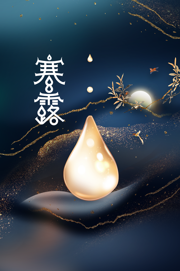 寒露节气传统简约复古海报