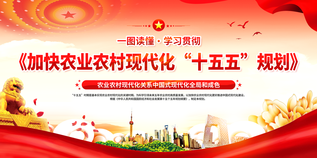 加快农业农村现代化十五五规划党建展板海报