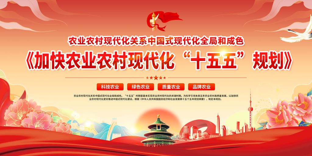 加快农业农村现代化十五五规划党建展板海报