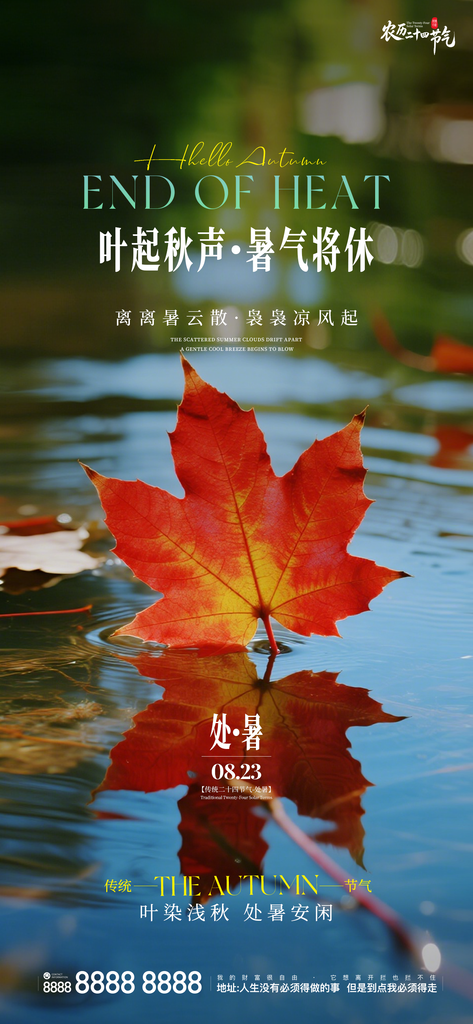 二十四节气处暑创意手机海报