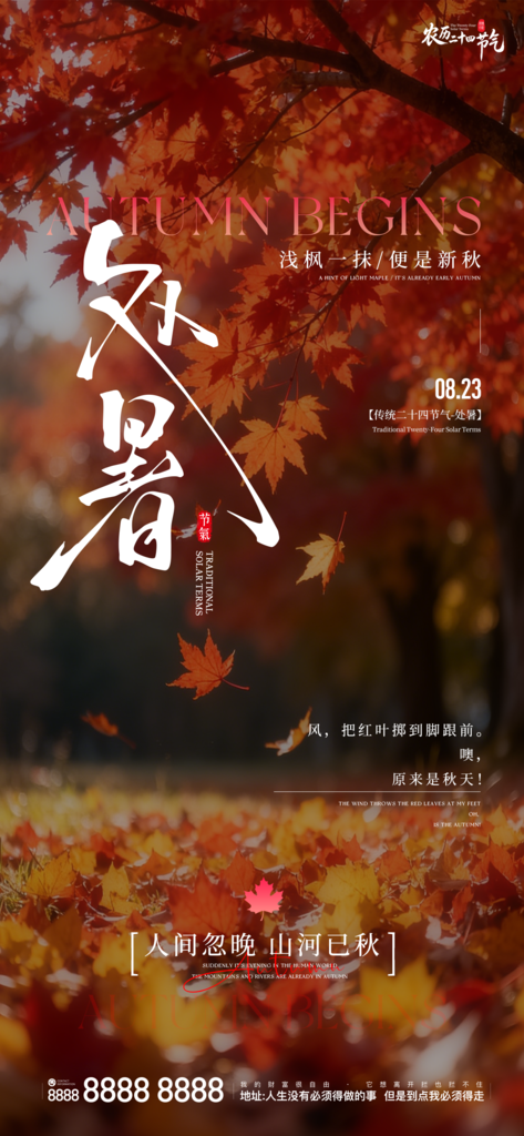二十四节气处暑创意手机海报