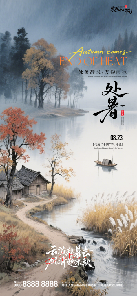 二十四节气处暑创意海报