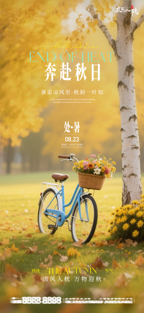 处暑二十四节气创意手机海报
