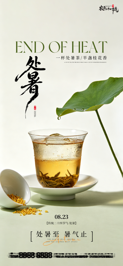 处暑二十四节气创意手机海报单图