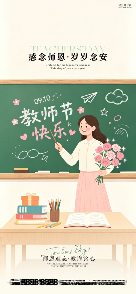 教师节日手机创意宣传海报