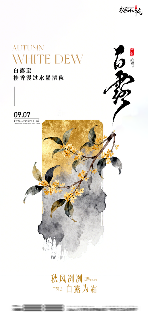 二十四节气白露创意手机宣传海报