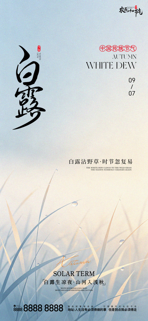 白露创意二十四节气手机宣传海报
