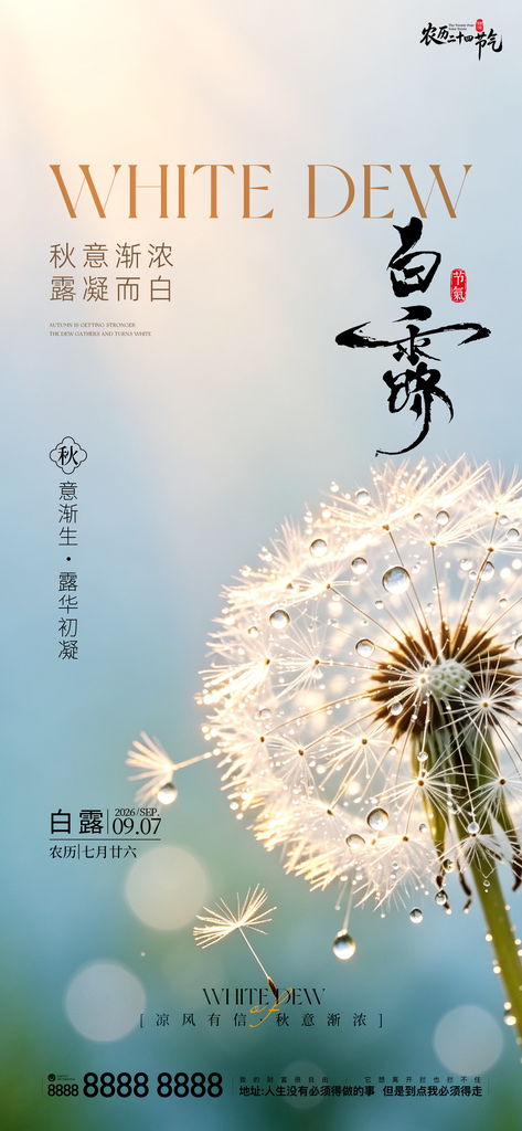 白露创意二十四节气手机宣传海报