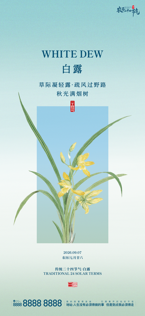 白露二十四节气手机创意宣传海报
