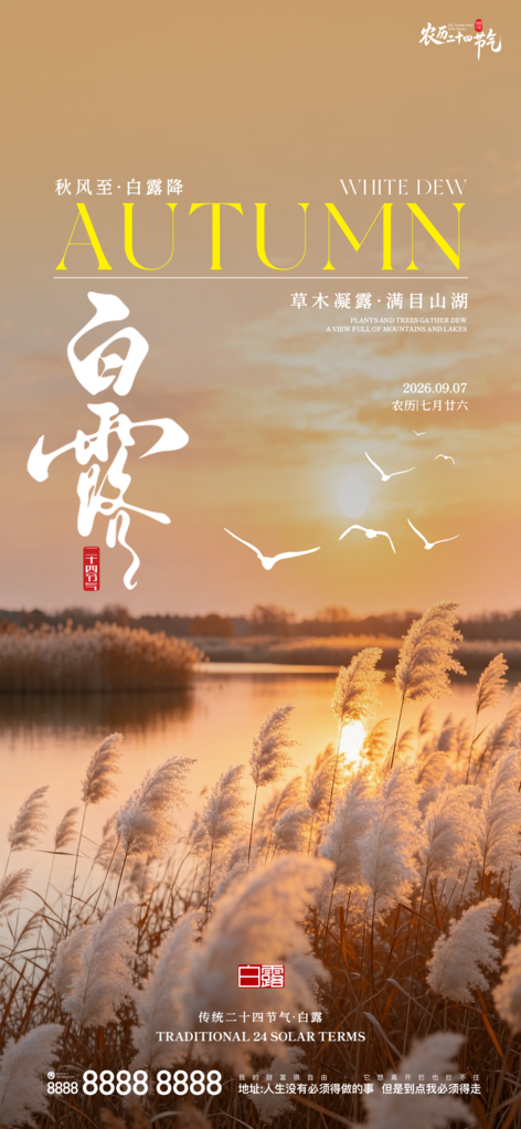 白露二十四节气手机创意宣传海报