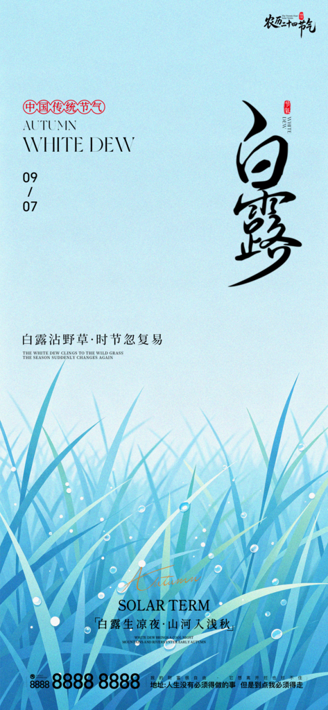 二十四节气白露手机创意宣传海报