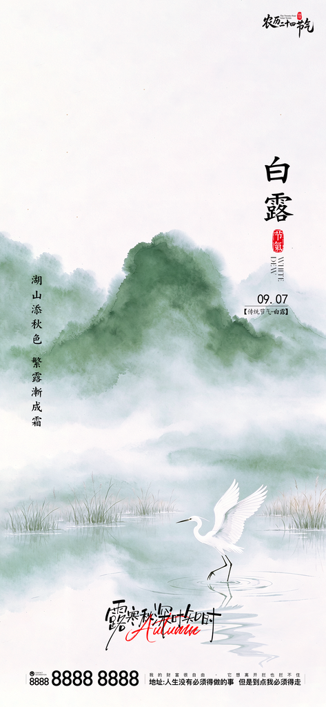 白露创意二十四节气手机宣传海报
