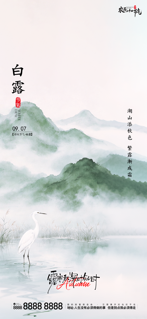 白露创意二十四节气手机宣传海报