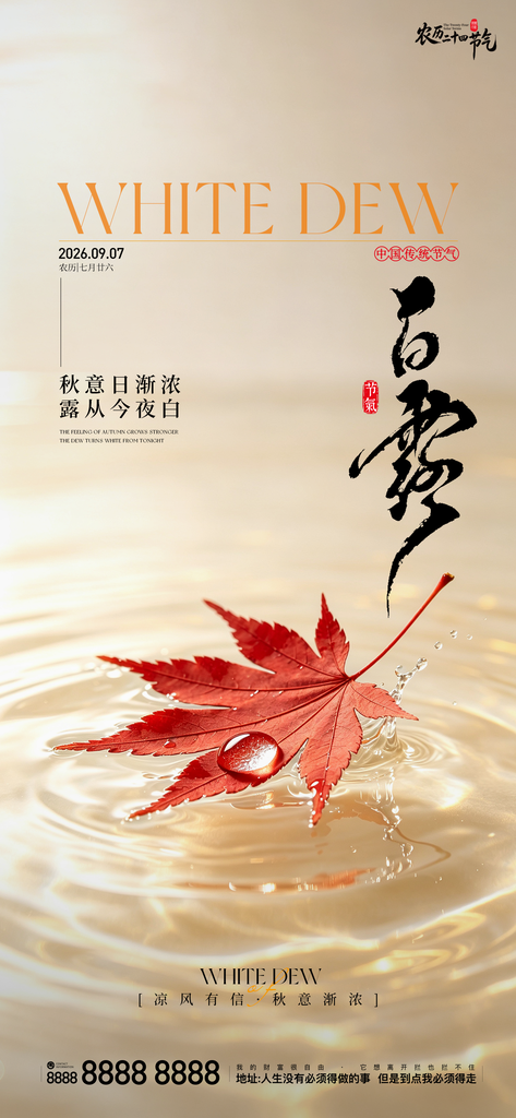 白露创意二十四节气手机宣传海报
