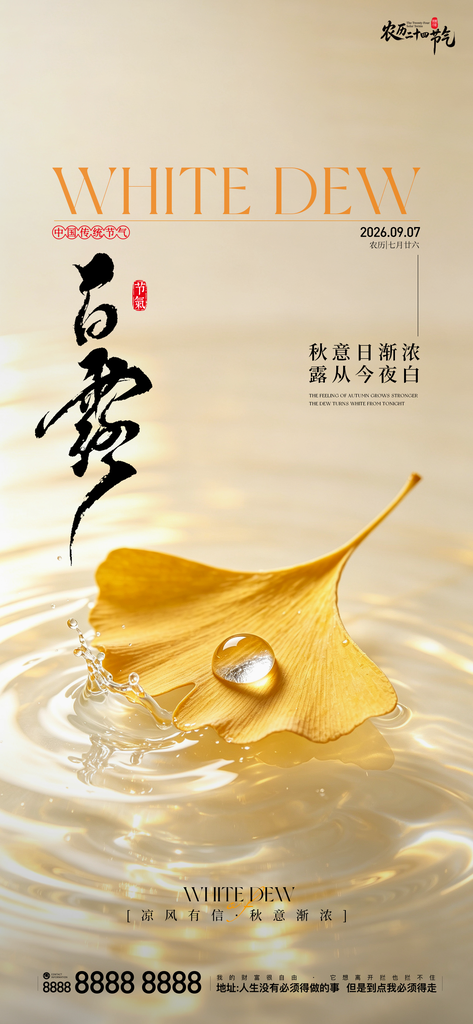 白露创意二十四节气手机宣传海报