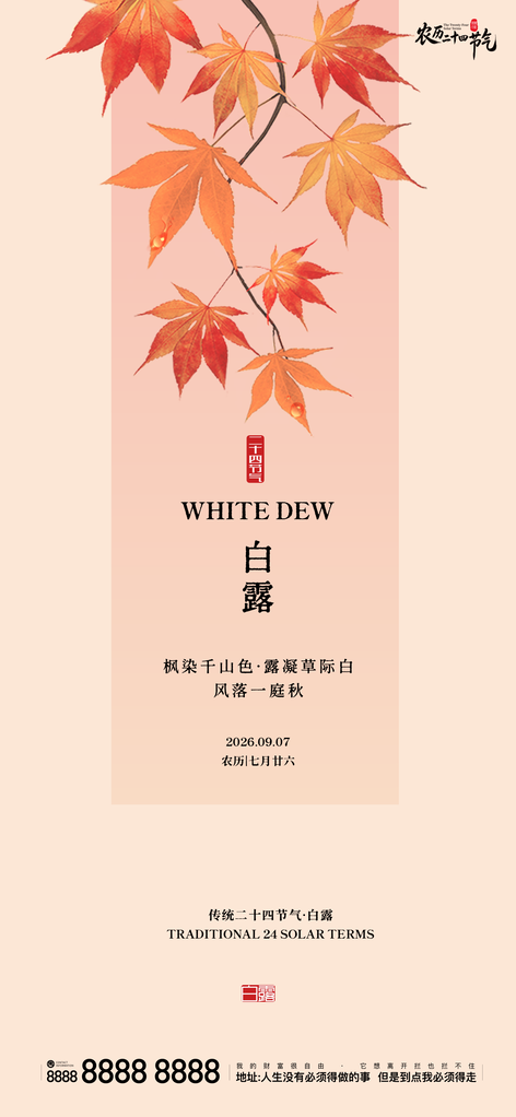 二十四节气白露创意手机宣传海报