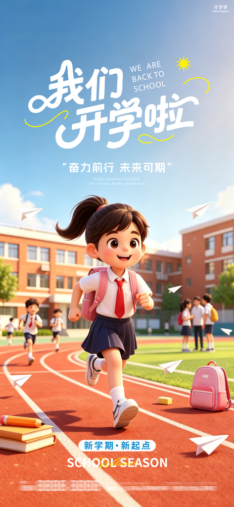 开学季新学期开学创意海报