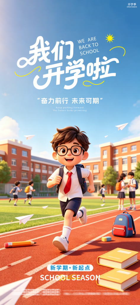 开学季新学期开学创意海报