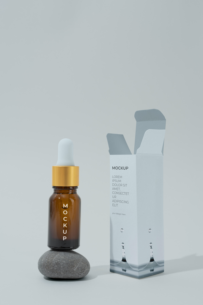 美妆化妆品面霜精华包装盒纸盒展开图效果