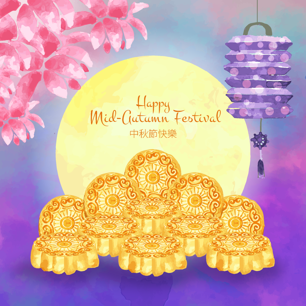 手绘中秋节月饼插画