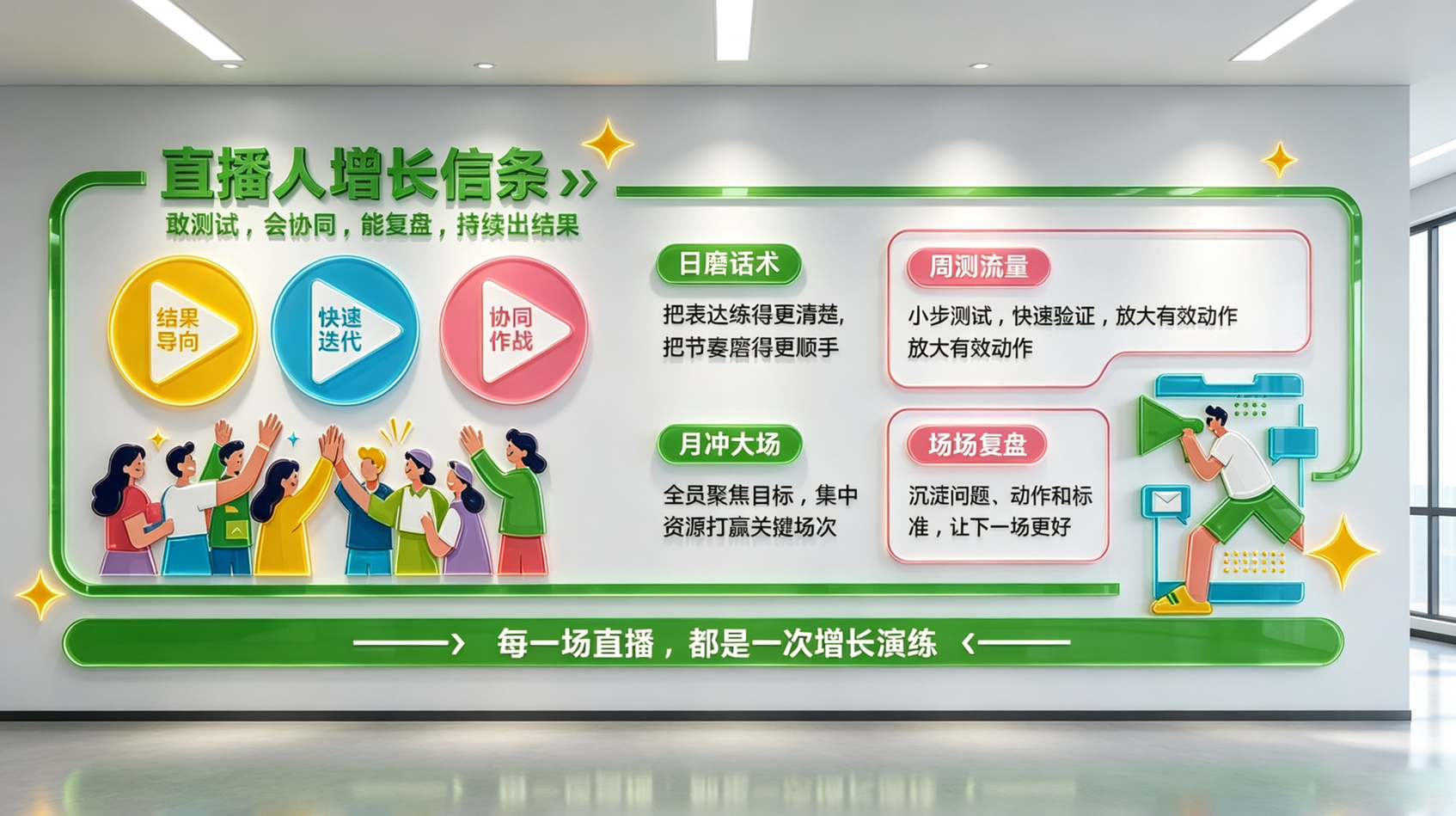 直播间电商直播公司励志标语企业文化墙