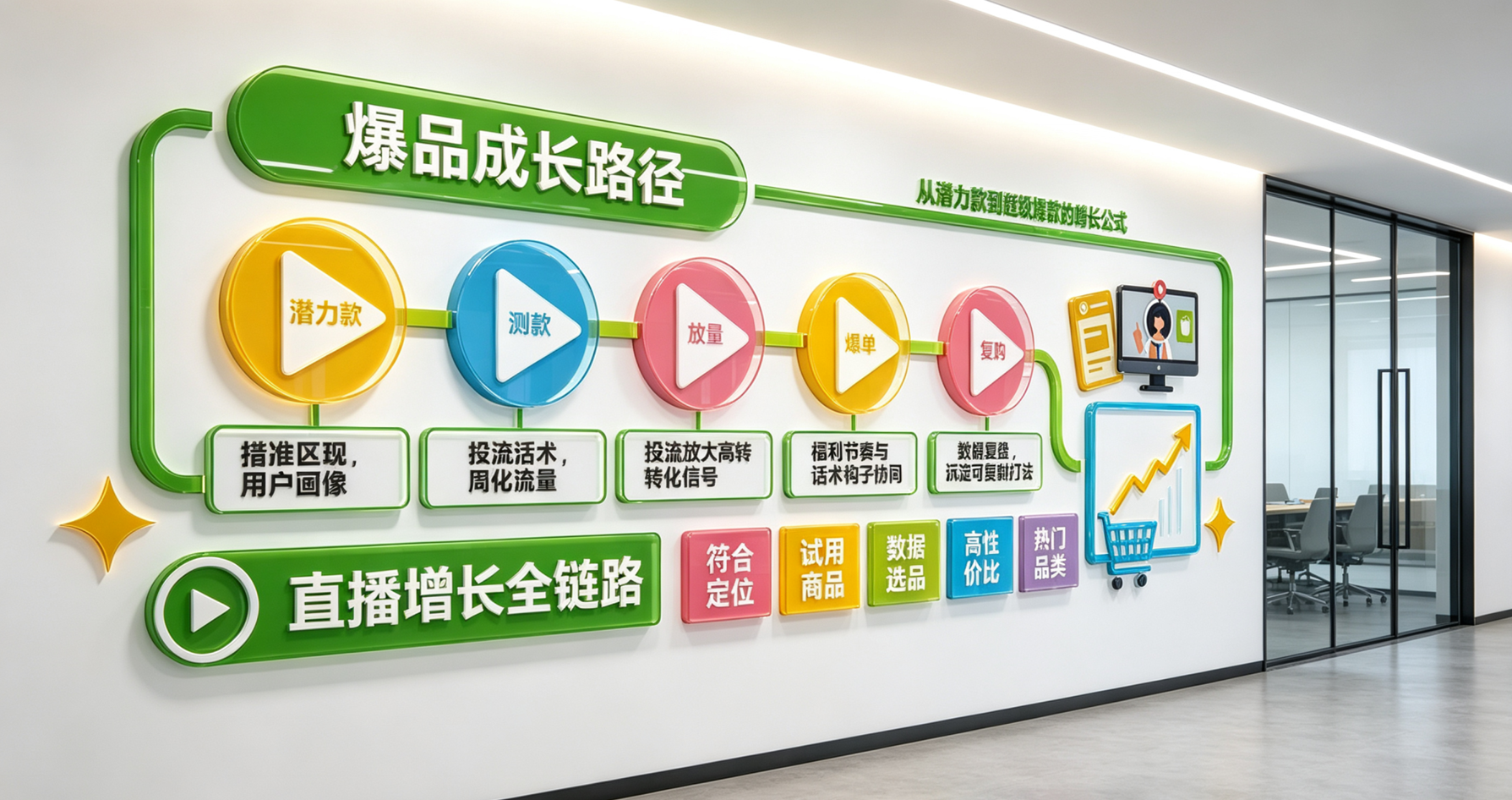 直播间电商直播公司励志标语企业文化墙
