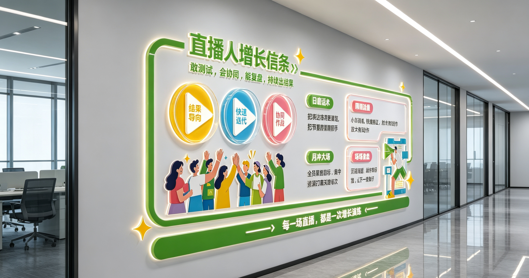 直播间电商直播公司励志标语企业文化墙