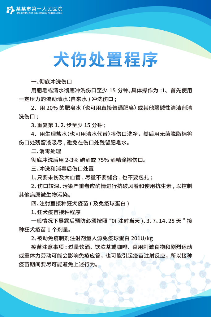 犬伤处置程序狂犬病防治医疗医院海报挂图