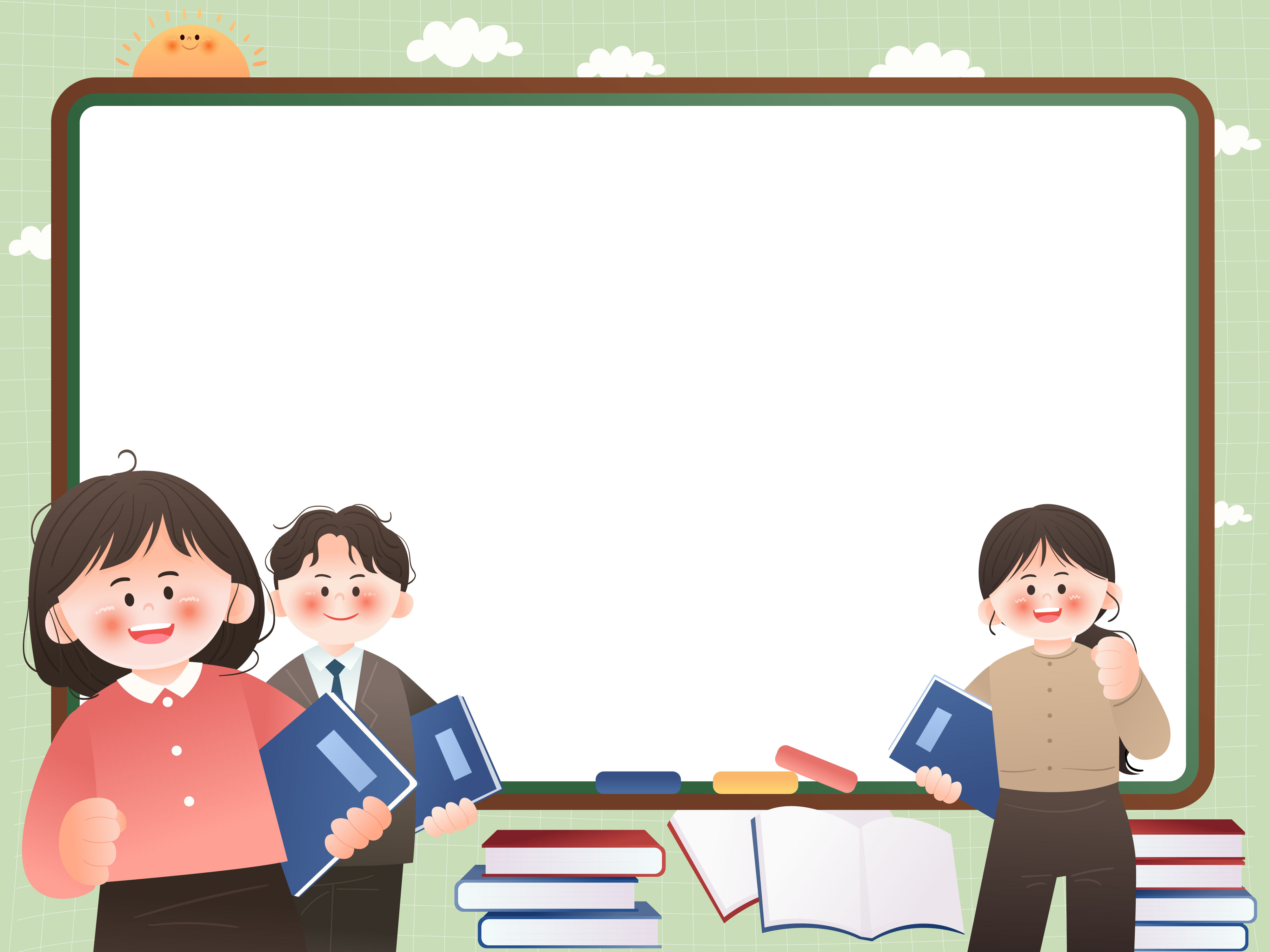 老师教室讲台讲课儿童教育边框插画