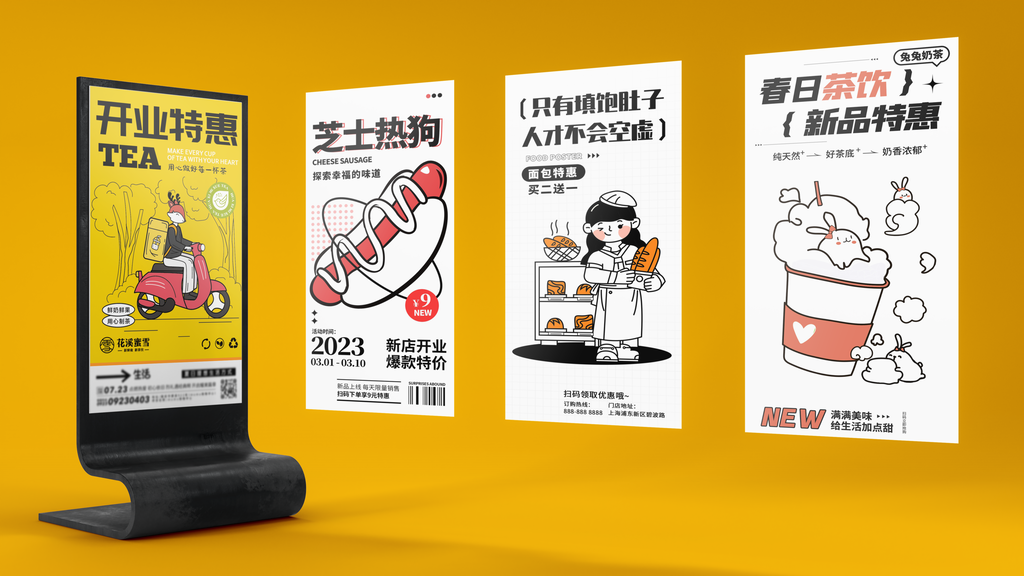 新媒体灯箱展架广告箱海报贴图样机