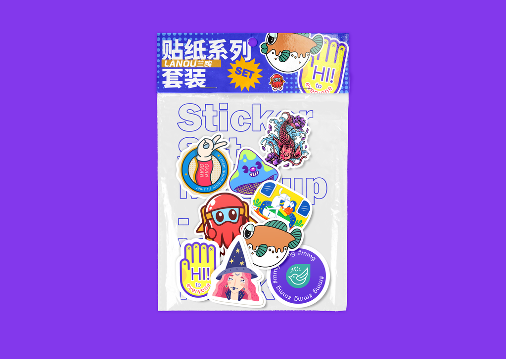 自定义异形潮流酸性贴纸图案包装贴图样机