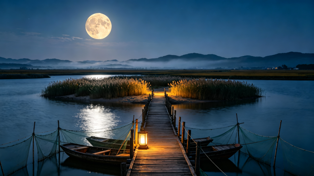 中秋夜满月风景摄影图