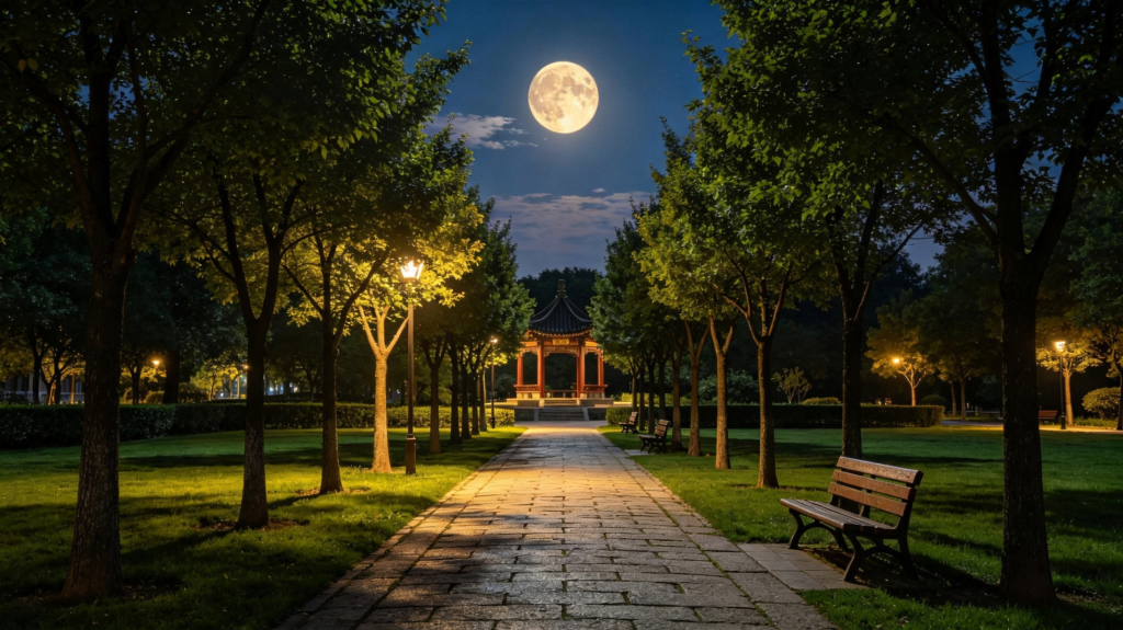 中秋夜满月风景摄影图