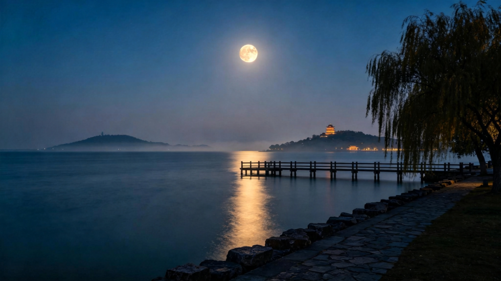 中秋夜公园风景摄影图