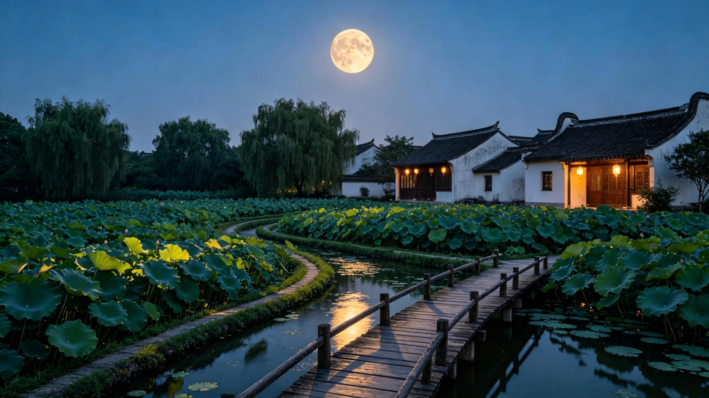 中秋夜公园风景摄影图