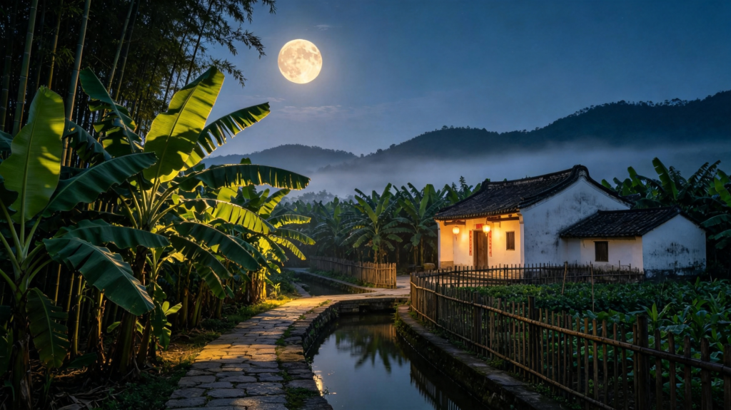中秋夜满月风景摄影图