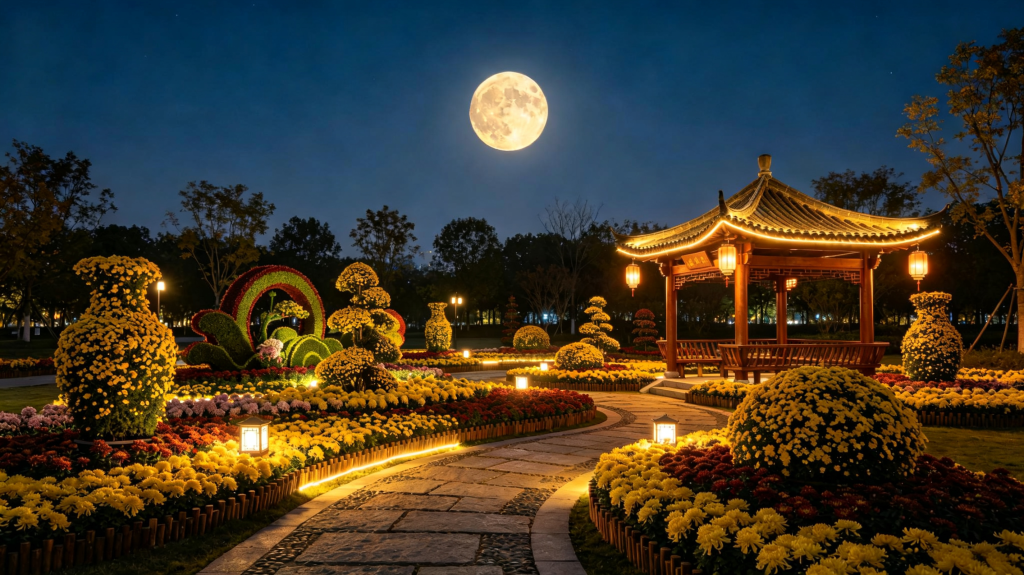 中秋夜公园风景摄影图