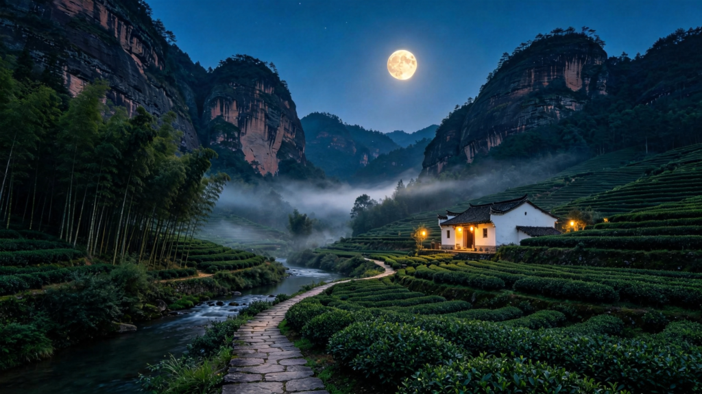 中秋夜满月风景摄影图
