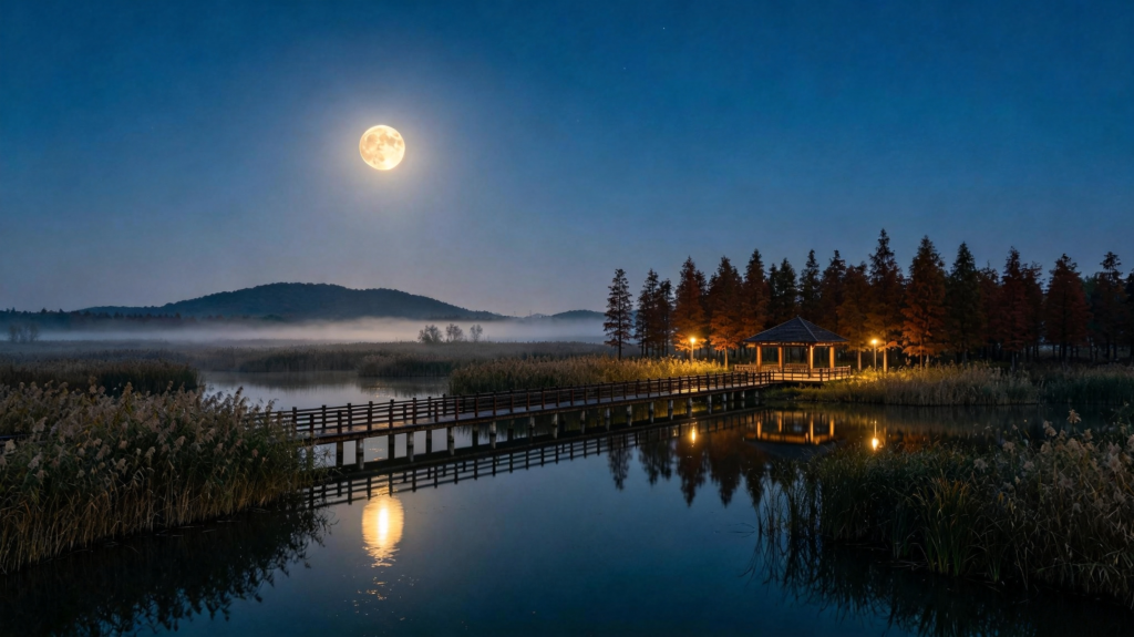 中秋夜满月风景摄影图