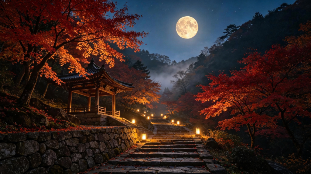 中秋夜满月风景摄影图