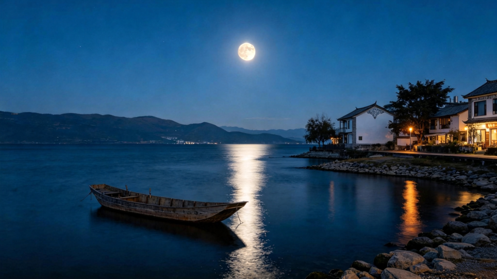 中秋夜田园风景摄影图