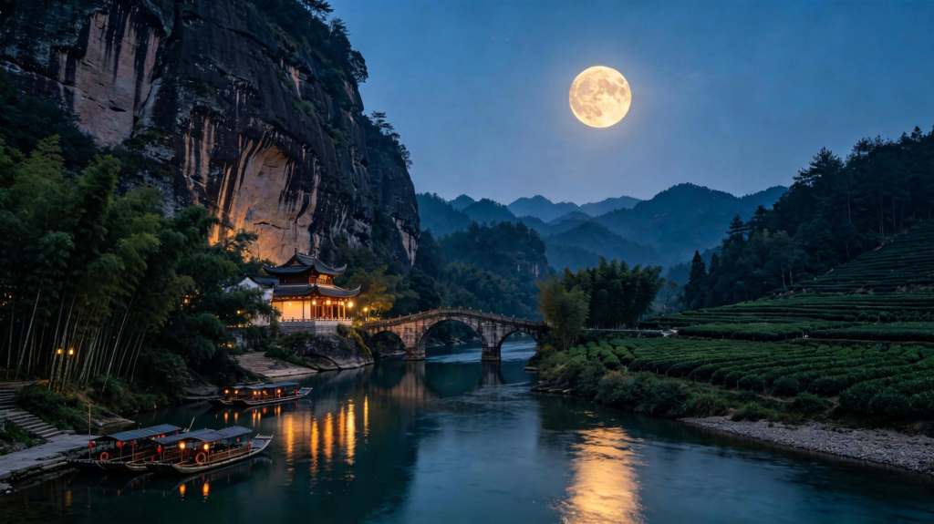 中秋夜满月风景摄影图