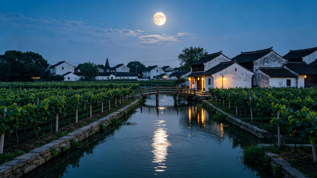 中秋夜田园风景摄影图