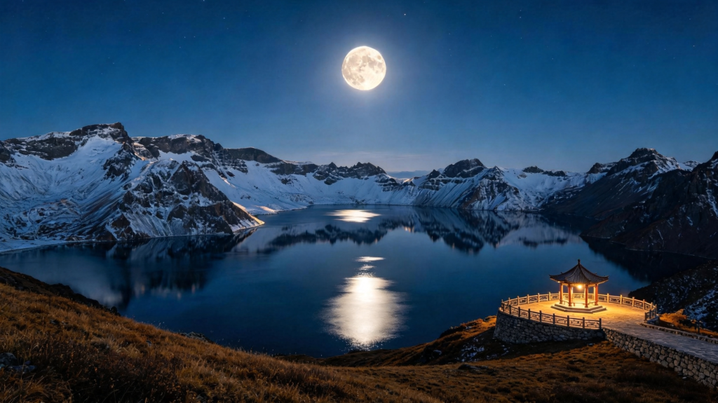 中秋夜山水风景摄影图
